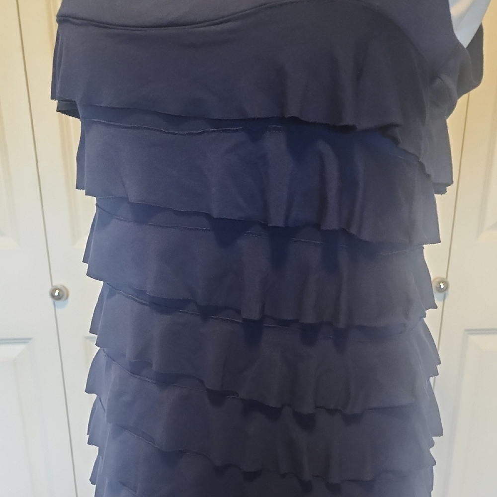 connected apparel Navy Ruffle Tank Mini Dress - Picture 4 of 6